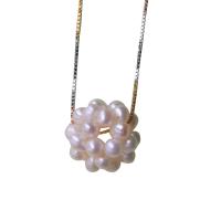 Natürliche kultivierte Süßwasserperlen Cluster Perlenball, rund, hohl, weiß, 16mm, Bohrung:ca. 2-5mm, 5PCs/Tasche, verkauft von Tasche