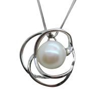 Freshwater Pearl Pendants with Brass Flower natural white 10-11mm Approx 2-5mm Sold By PC