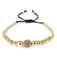 Brass Bracelet with Cotton Thread plated Unisex & micro pave cubic zirconia 10mm Length Approx 7 Inch Sold By Lot