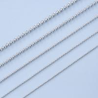 925 Sterling Silver Necklace Chain, Brass, silver color plated, different length for choice & ball chain, nickel, lead & cadmium free, 1-2.5mm, Sold By Strand