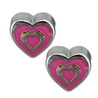 Stainless Steel European Beads Heart enamel original color Approx 5mm Approx Sold By Lot