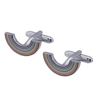 Brass Cufflinks Rainbow silver color plated Unisex multi-colored nickel lead & cadmium free Sold By PC