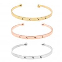 Zinc Alloy Cuff Bangle plated Unisex & with letter pattern nickel lead & cadmium free Inner Approx 62mm Sold By PC
