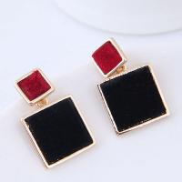 Zinc Alloy Drop Earrings with Plush gold color plated for woman black and red nickel lead & cadmium free Sold By Pair