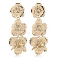 Zinc Alloy Drop Earrings Flower gold color plated for woman nickel lead & cadmium free Sold By Pair