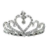 Bridal Tiaras Zinc Alloy platinum color plated for bridal & with rhinestone nickel lead & cadmium free 70mm Sold By PC