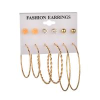 Zinc Alloy Drop Earrings gold color plated for woman & with rhinestone nickel lead & cadmium free 5mm 6mm 7mm Sold By Set