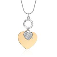 Zinc Alloy Sweater Chain Necklace with 5.5cm extender chain Heart plated micro pave rhinestone & for woman nickel lead & cadmium free 52mm Sold Per Approx 27.9 Inch Strand