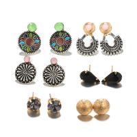 Zinc Alloy Stud Earring Set plated 6 pieces & with rhinestone nickel lead & cadmium free 0.7mm 0.8mm 0.9mm 10mm 11mm 12mm 14mm 16mm 19mmm 20mm 25mm 42mm Sold By Set
