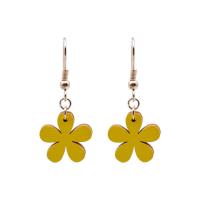 Zinc Alloy Drop Earrings with PU Leather Flower gold color plated handmade & for woman nickel lead & cadmium free 8.6*11mm Sold By Pair