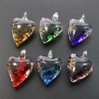 Colgantes de Cristal de Murano, Corazón, color mixto, 29x44x16mm, agujero:aproximado 6mm, 12PCs/Caja, Vendido por Caja
