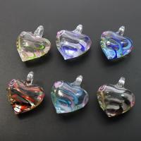 Inner Twist Lampwork Pendants, Heart, mixed colors, 31x37x16mm, Hole:Approx 7mm, 12PCs/Box, Sold By Box