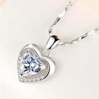 Cubic Zirconia Micro Pave Brass Pendant Heart silver color plated micro pave cubic zirconia & for woman nickel lead & cadmium free 20*14mm Approx 5mm Sold By PC