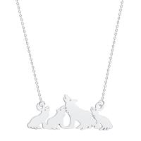 Stainless Steel Jewelry Necklace with 50cm extender chain Wolf plated Unisex 34*14mm Sold By Lot