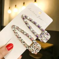 Alligator Hair Clip Zinc Alloy with Plastic Pearl & for woman & with rhinestone nickel lead & cadmium free 60*18mm Sold By Lot