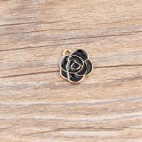Zinc Alloy Flower Pendants Rose gold color plated enamel nickel lead & cadmium free 14*15mm Sold By Bag