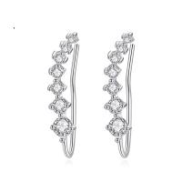 Cubic Zirconia Micro Pave Brass Earring plated micro pave cubic zirconia & for woman nickel lead & cadmium free 3.8*23mm Sold By Pair