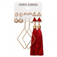 Zinc Alloy Earring Set with Cotton Thread & ABS Plastic Pearl plated & for woman nickel lead & cadmium free Sold By Lot