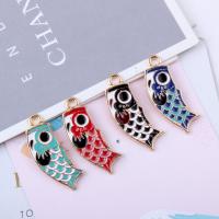 Tibetan Style Animal Pendants, Fish, gold color plated, enamel, more colors for choice, nickel, lead & cadmium free, 15*35mm, 10PCs/Bag, Sold By Bag