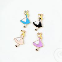 Character Zinc Alloy Pendants Girl gold color plated enamel nickel lead & cadmium free 19*32mm Sold By Bag