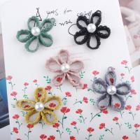 Zinc Alloy Flower Pendants with ABS Plastic Pearl stoving varnish nickel lead & cadmium free 32*37mm Sold By Bag