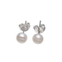 925 Sterling Silver Stud Earring with Freshwater Pearl with packing box nickel lead & cadmium free Sold By Pair