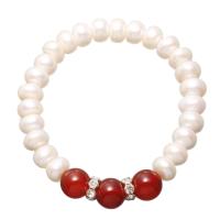 Freshwater Cultured Pearl Bracelet Freshwater Pearl with Brass Potato silver color plated with packing box & for woman & with cubic zirconia nickel lead & cadmium free Sold Per Approx 18.9 Inch Strand