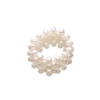 Pierścień z perłami słodkowodnymi, Perła naturalna słodkowodna, ze Żyłka wędkarska, Ziemniak, Naturalne, w opakowaniu & dla kobiety, biały, 3x3mm, rozmiar:7, sprzedane przez PC