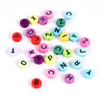 Alfabet Akryl perler, forskellige stilarter for valg, 7mm, Hole:Ca. 1mm, 5Tasker/Lot, 100pc'er/Bag, Solgt af Lot