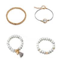 Zinc Alloy Bracelet Set with Cotton Thread & Gemstone plated 4 pieces & for woman nickel lead & cadmium free 50mm 80mm 26mm Sold By Set