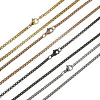 Rustfrit Stål Nekclace Chain, Stainless Steel, boks kæde, flere farver til valg, Solgt Per Ca. 24 inch Strand