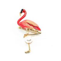 Zinc Alloy Brooches with Plastic Pearl Bird plated Unisex & enamel red Sold By PC