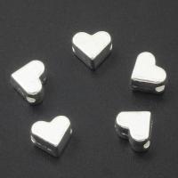 Zinklegering Heart Beads, Zinc Alloy, Hart, helder zilver plated, nikkel, lood en cadmium vrij, 6x4mm, Gat:Ca 1mm, Ca 1950pC's/KG, Verkocht door KG