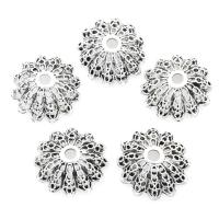 Zinc Alloy Bead Cap Flower antique silver color plated 19*19mm Approx 3mm  Sold By Lot