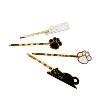 Hair Slide Zinc Alloy gold color plated & for woman & enamel nickel lead & cadmium free 60mm Sold By Lot