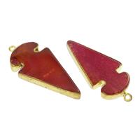 Rode Agaat Hangers, met Zinc Alloy, gold plated, natuurlijke, rood, nikkel, lood en cadmium vrij, 26*56*7mm, Gat:Ca 2mm, Verkocht door PC