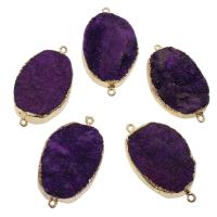Amethyst Connector with Zinc Alloy gold color plated 1/1 loop 25*45*11mm Approx 2mm Sold By PC