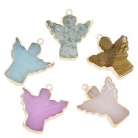 Gemstone Pendants Jewelry with Zinc Alloy Angel gold color plated nickel lead & cadmium free 23*27*6mm Approx 2mm Sold By Bag