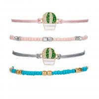 Zinc Alloy Bracelet Set with Seedbead & Cotton Cord plated 4 pieces & Adjustable & for woman & enamel nickel lead & cadmium free  170mm 180mm Sold By Set