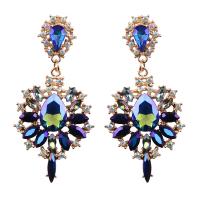 Zinc Alloy Drop Earrings zinc alloy post pin plated for woman & with rhinestone Sold By Pair