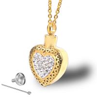 Titanium Steel Cinerary Casket Pendant Heart plated & micro pave cubic zirconia Sold By PC