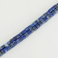 Lapislazuli Perlen, Quadrat, blau, 6mm, Bohrung:ca. 1mm, Länge ca. 16 ZollInch, ca. 5SträngeStrang/Menge, ca. 70PCs/Strang, verkauft von Menge