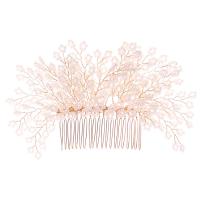 Bridal Decorative Hair Comb Zinc Alloy with Plastic Pearl gold color plated for bridal nickel lead & cadmium free Sold By PC