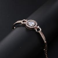 Zinc Alloy Bracelet with Cubic Zirconia plated for woman 17mm Length Approx 5.5 Inch Sold By PC