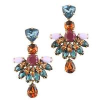 Zinc Alloy Drop Earrings with Crystal plated for woman & with rhinestone multi-colored Sold By Pair