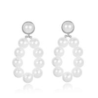 Zinc Alloy Drop Earrings with Plastic Pearl plated for woman Sold By Pair