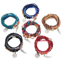 Zinc Alloy Combined Bracelet with Seedbead & Resin silver color plated Bohemian style & for woman nickel lead & cadmium free 28mm Length Approx 7 Inch Sold By Lot