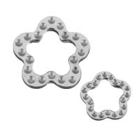 Stainless Steel Povezivanje Ring, Nehrđajući čelik, Cvijet, različite veličine za izbor, izvorna boja, Približno 200računala/Lot, Prodano By Lot