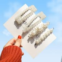 Hair Slide Zinc Alloy with ABS Plastic Pearl plated & for woman white nickel lead & cadmium free Sold By Lot