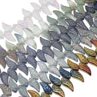 Kristall-Perlen, Kristall, Blatt, bunte Farbe plattiert, mehrere Farben vorhanden, 8x18x5mm, 100PCs/Strang, verkauft per ca. 25.19 ZollInch Strang